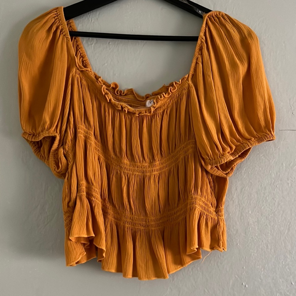 DIZZY LIZZY Mustard Yellow Off/On the Shoulder Crop Top